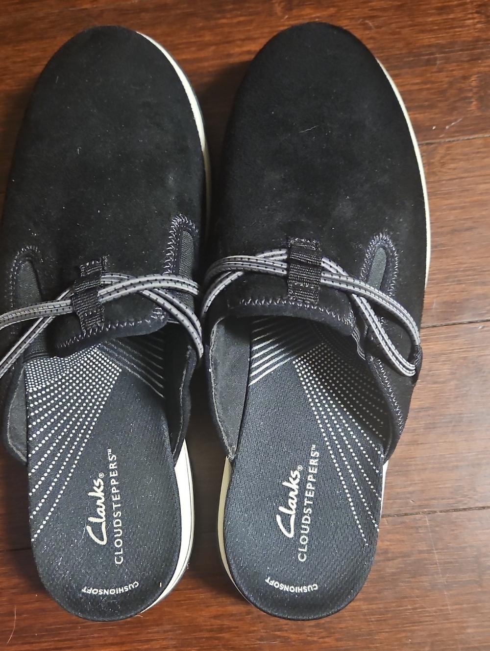 Clarks Cloudsteppers Breeze Port Black Slip-On Mules Clogs Women's 9W Wide